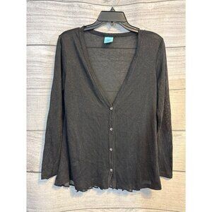 H.I.P. Happening In The Present Sheer Pleated Back Cardigan With V-Neck Size M